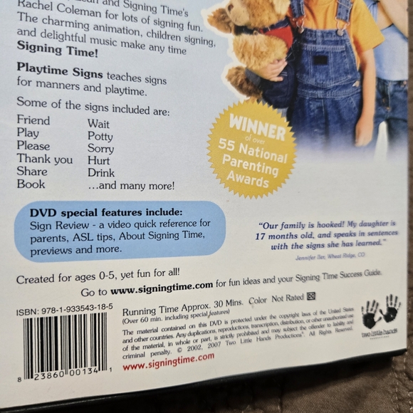 Signing Time ASL DVD 3 pack series, Volume 1 - 3 Ages 0-5 My First Signs - Picture 9 of 14